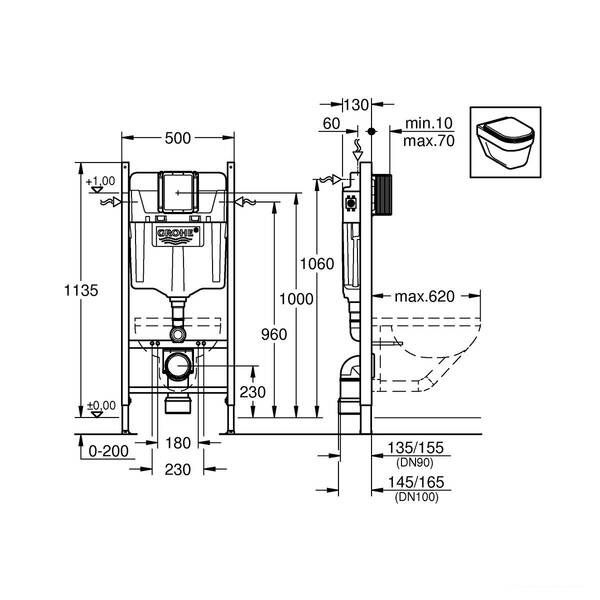 Інсталяція Grohe Rapid SL з унітазом KollerPool Kvadro Tornado