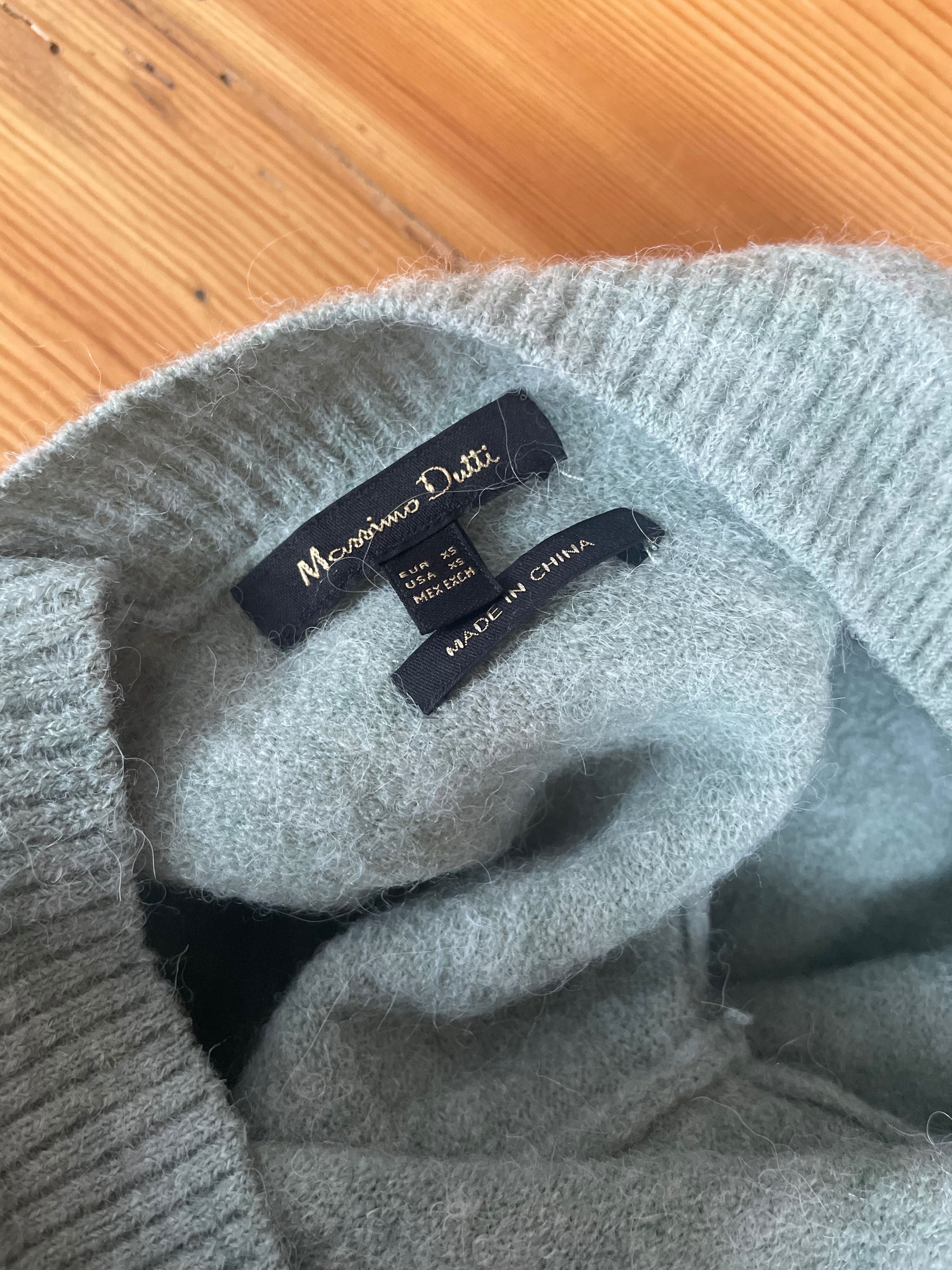 Massimo Dutti miętowy sweter kardigan wełna alpaka