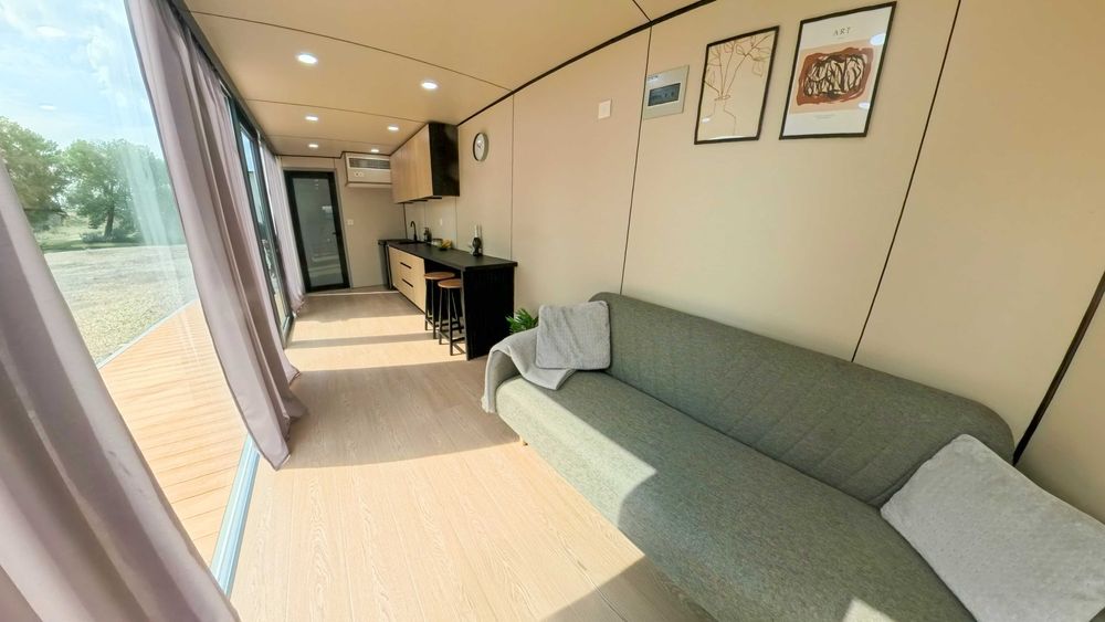 Nowoczesny gotowy domek mobilny, kontenerowy, modułowy,letniskowy.