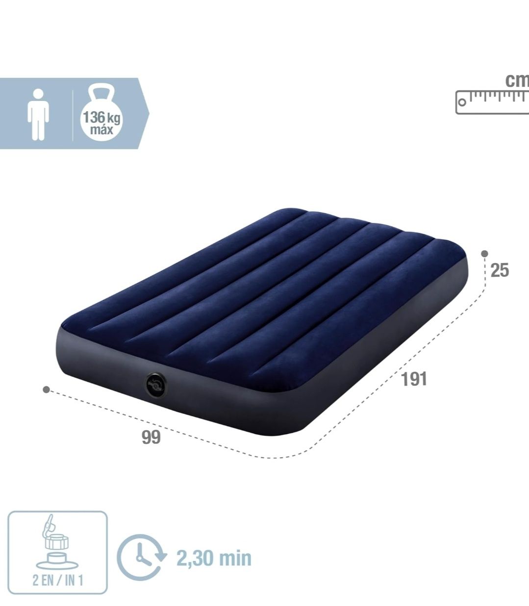 Intex Classic Dowly Materac Nadmuchiwany, Granatowy