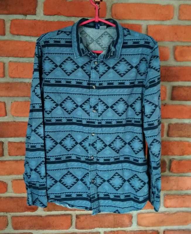 Koszula niebieska H&M wzory aztec