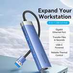 USB хаб Vention USB - 3x USB 3.0 5 Гбіт/с + RJ45 1 Гбіт/с  TGF