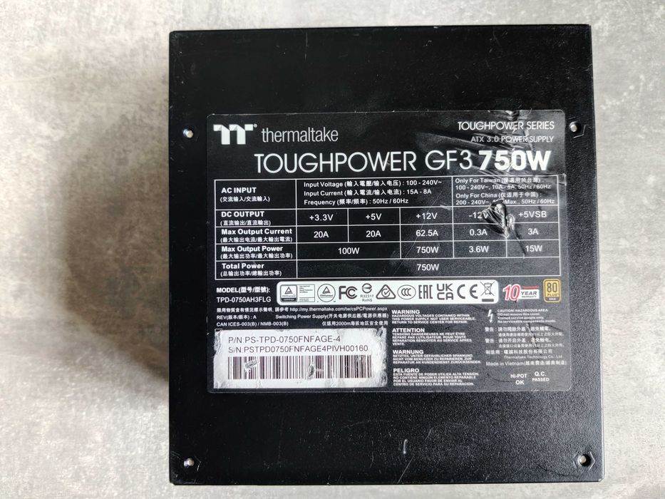 Thermaltake GF3 750W | Современный Gold-БП для мощных игровых сборок