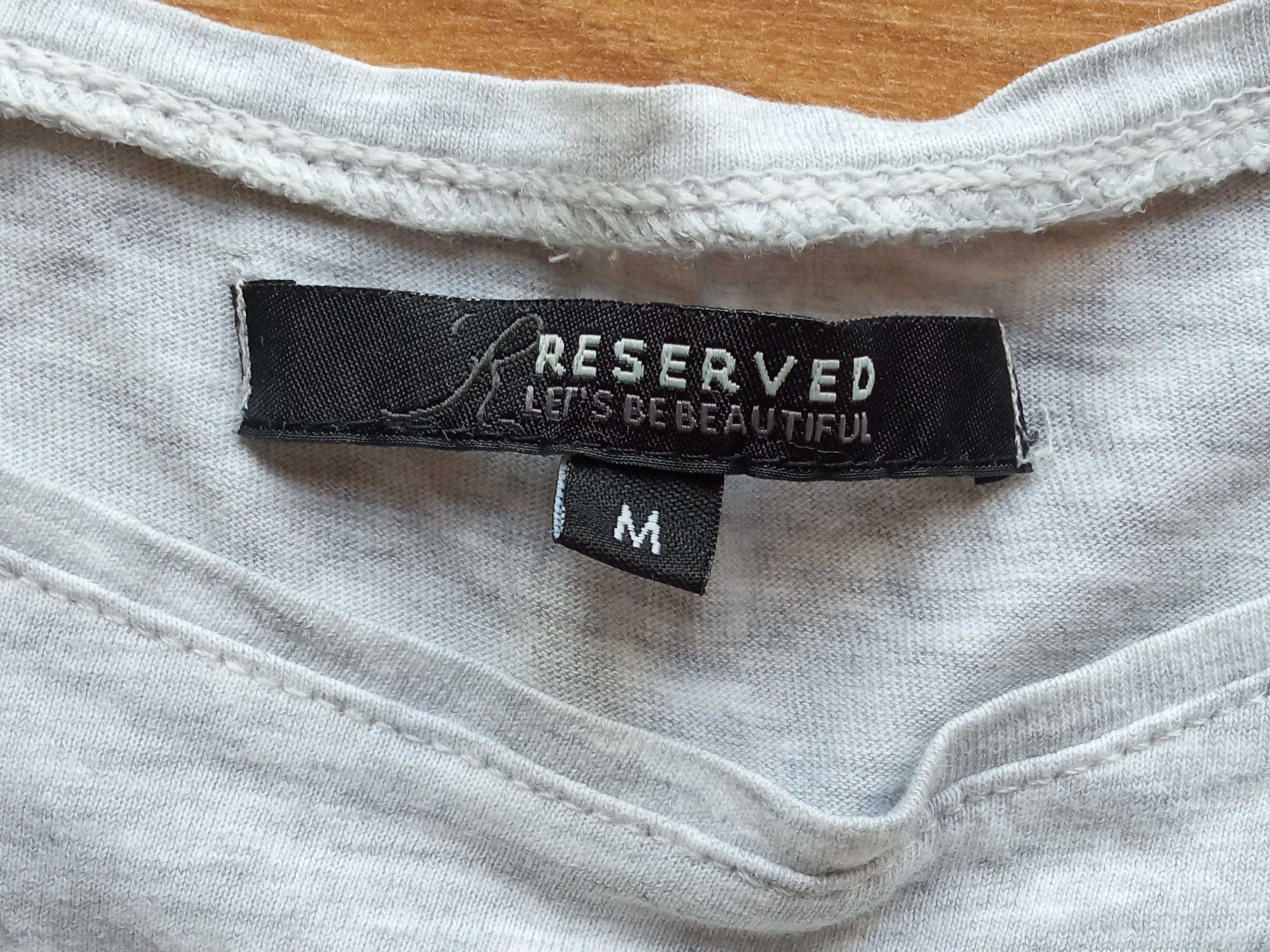 Damska bluzka T-shirt tshirt szara koszulka z cekinami Reserved 38 M