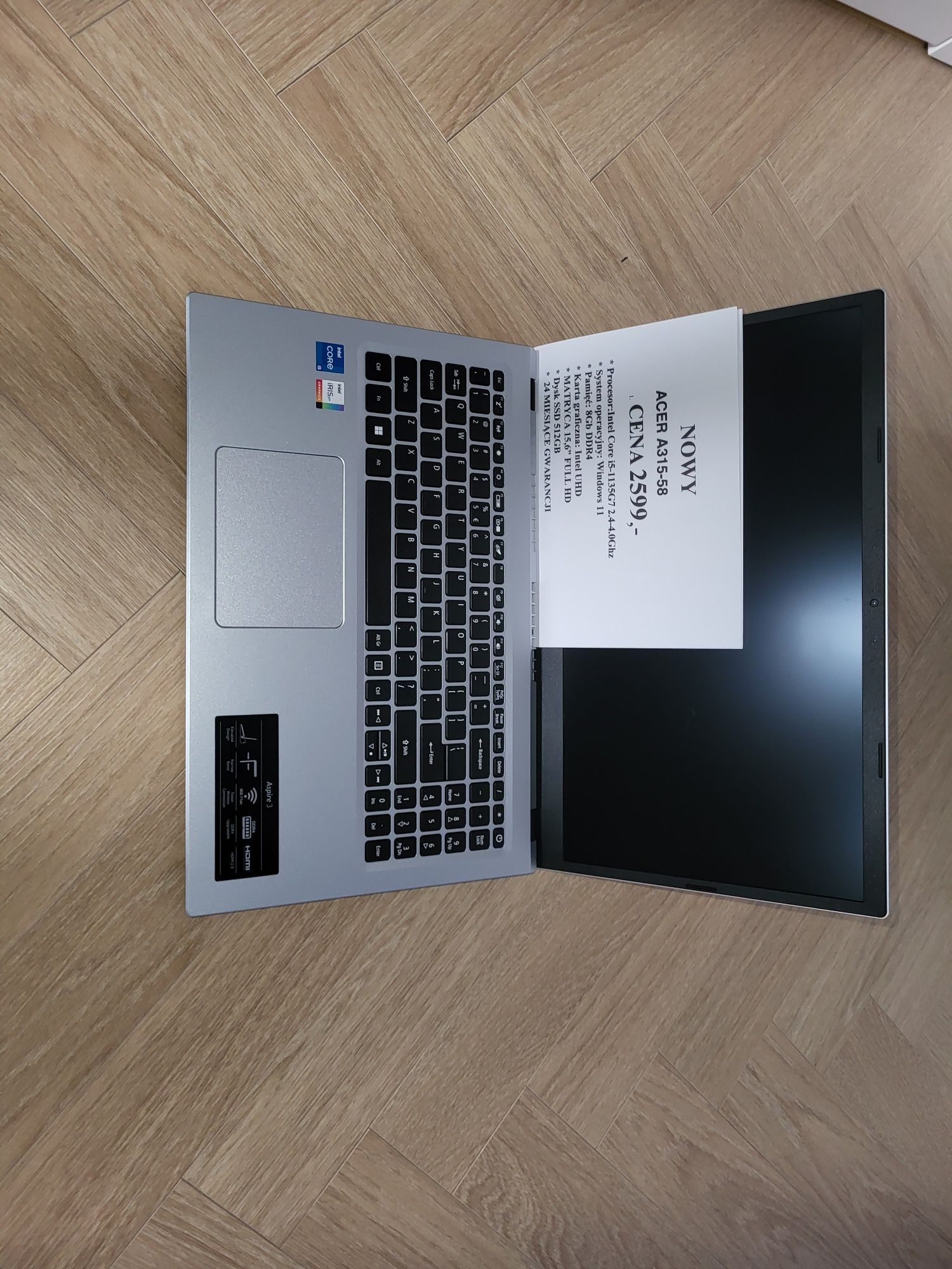 Nowy Laptop Acer A315 i5 11 gen 4x2,4Ghz 20GB 512GB SSD  Win 11 24 msc