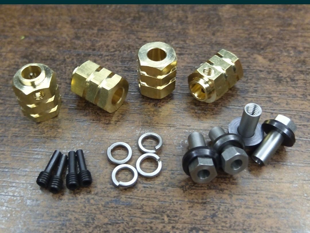 4 mosiężne hexy 12x15mm do modelu zdalnie sterowanego rc 61gram
