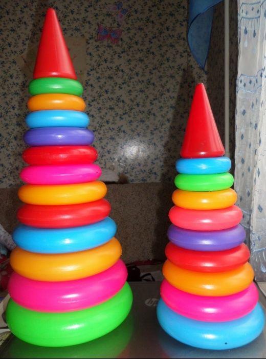 Большая высокая пирамидка, пирамида на 9 колец + конус