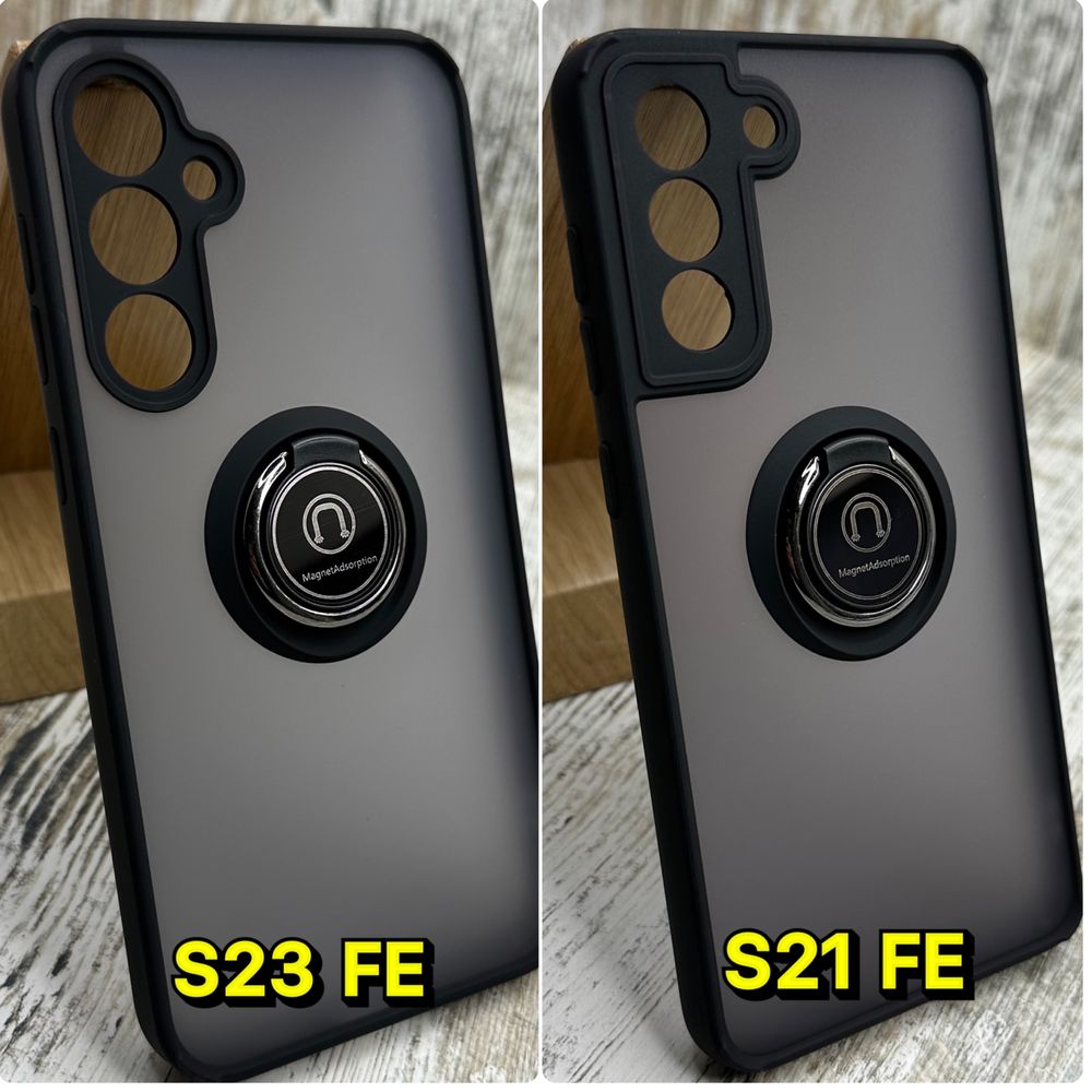 Чехол матовый на Samsung S23 FE/ S21 FE Магнит. Кольцо. Защита камер