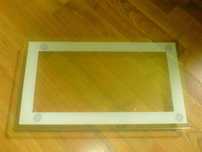 SZKLANA PÓŁKA Blat Podstawka 52x30cm biała obwoluta, stopki prawieNowa