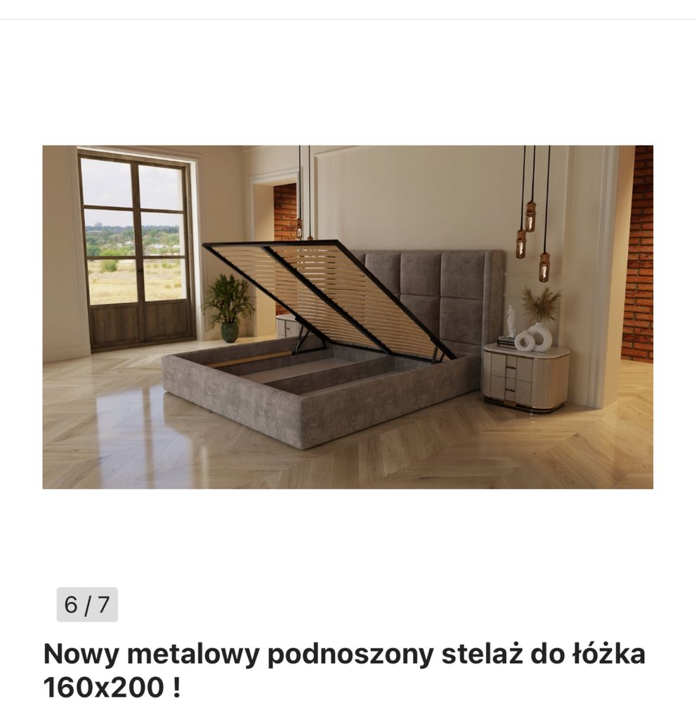 Nowy metalowy podnoszony stelaż do łóżka 160x200