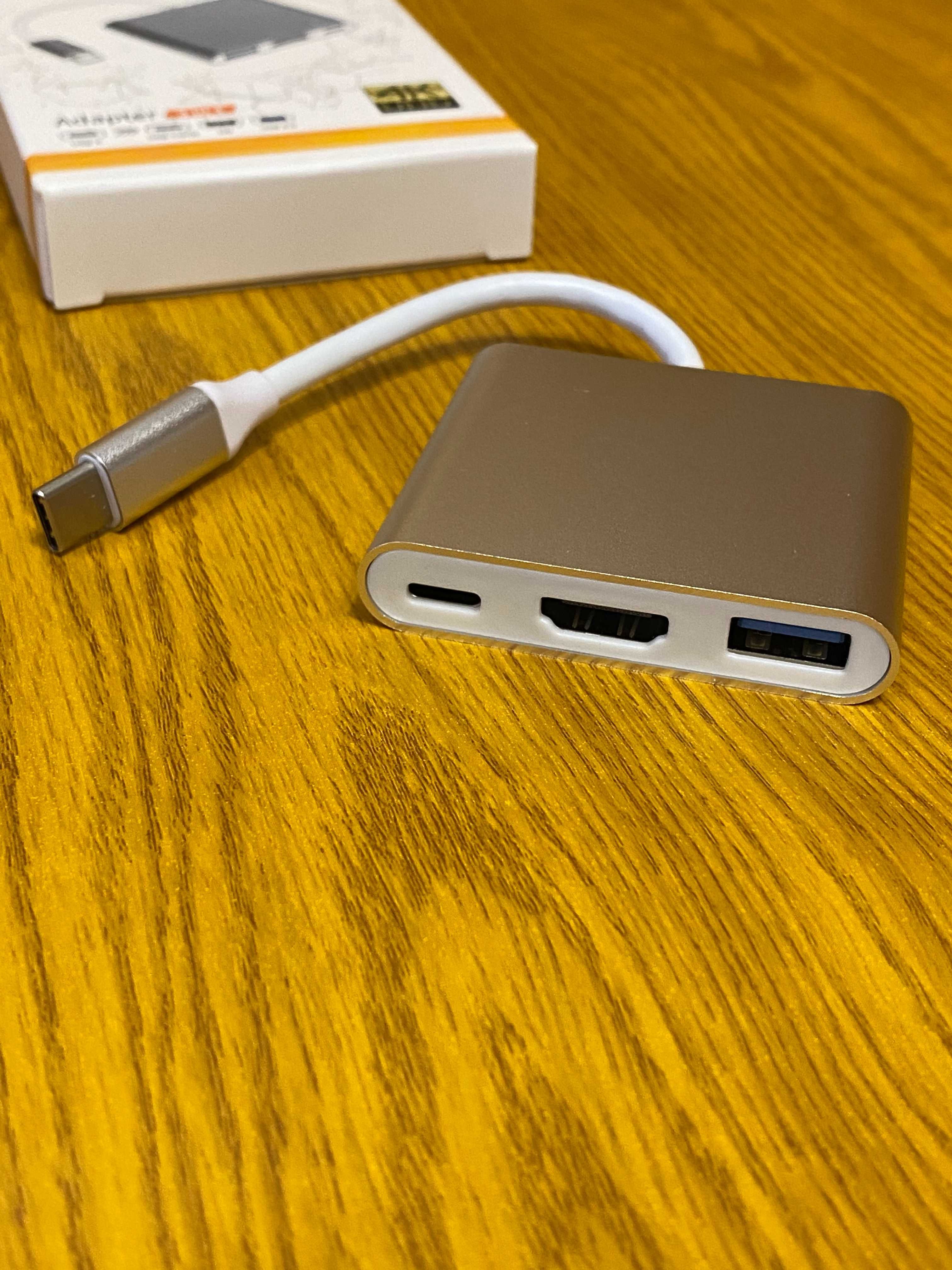 Перехідник Type-C на HDMI 3в1 / Конвертер HDMI + USB 3.0 + Type-C