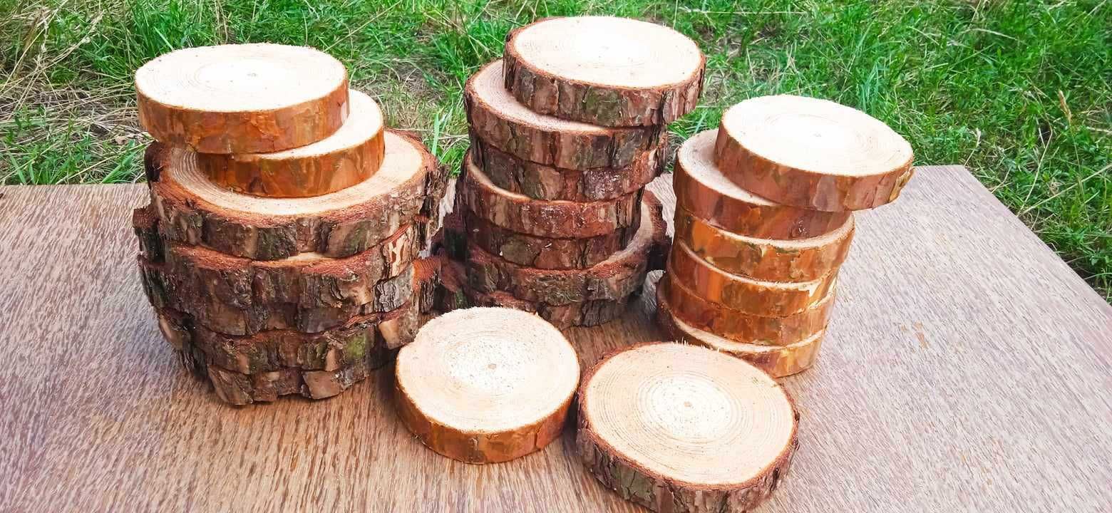 Plastry drewna, 60sztuk, 10-15 cm, krążki drewniane, podstawki, Wesele
