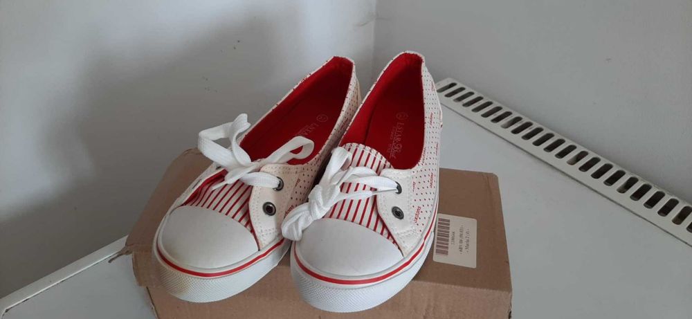 Nowe Balerinki Trampkowe w Paski i Kropki Rozmiar 37