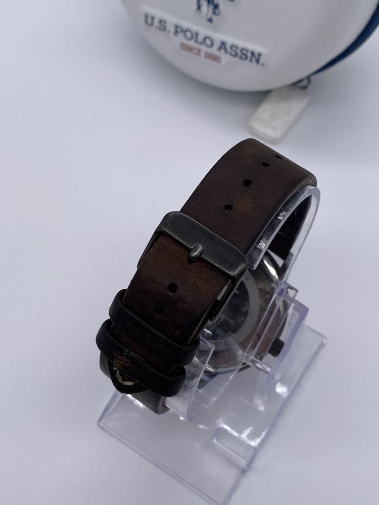Oryginalny Męski Zegarek U.S. Polo Assn Na brązowym skórzanym pasku
