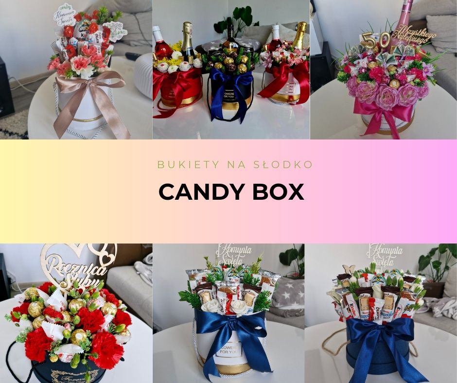 Candy Boxy flower boxy kwiaty słodycze słodki bukiet