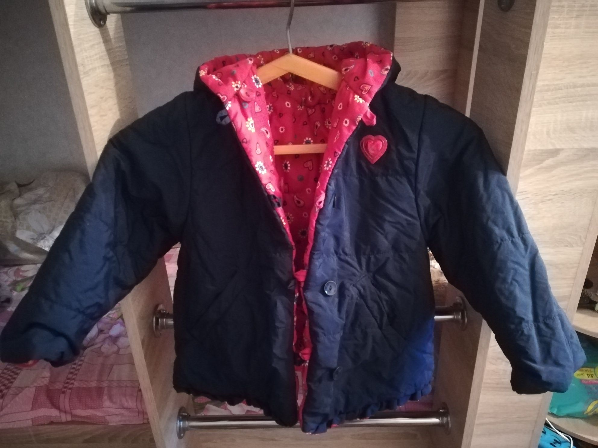 Куртка пуховик 2сторонняя, курточка красная/синяя