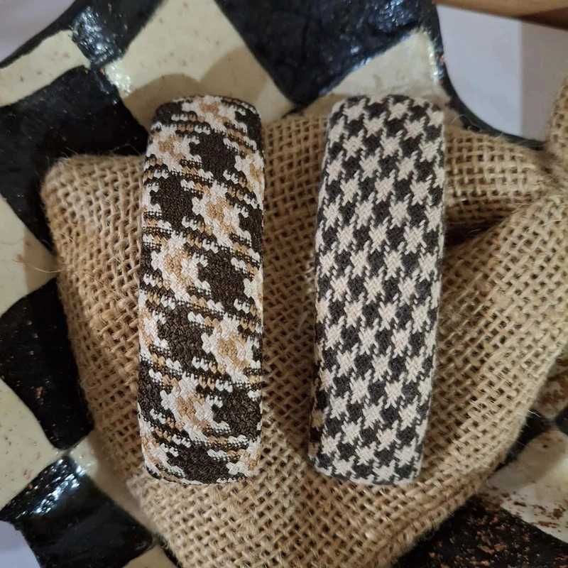 2 beżowo brązowe materiałowe spinki Nowe