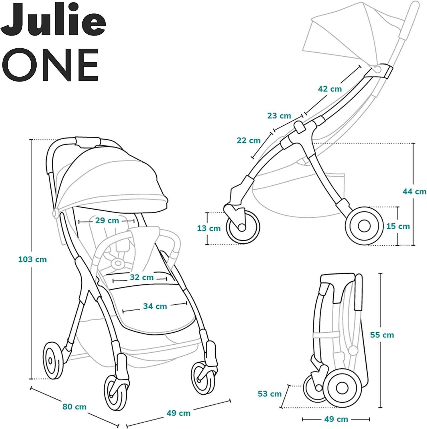 коляска LIONELO Julie One до 22 кг сірий