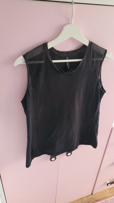 Top damski L (40) marki Modo koszulka czarna krótki rękaw z siateczką