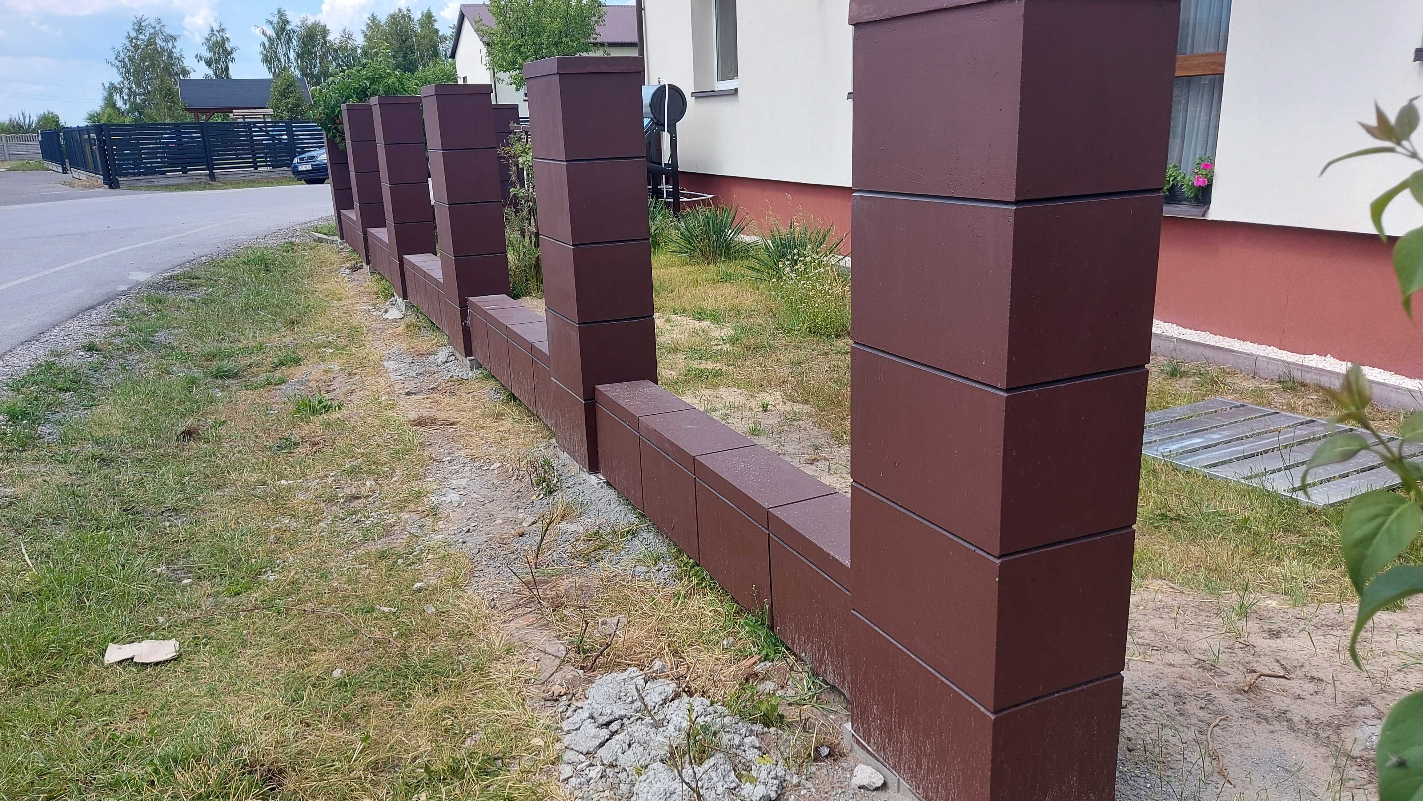 OGRODZENIE BETONOWE, imitacja klinkieru bloczek ogrodzeniowy, słupek
