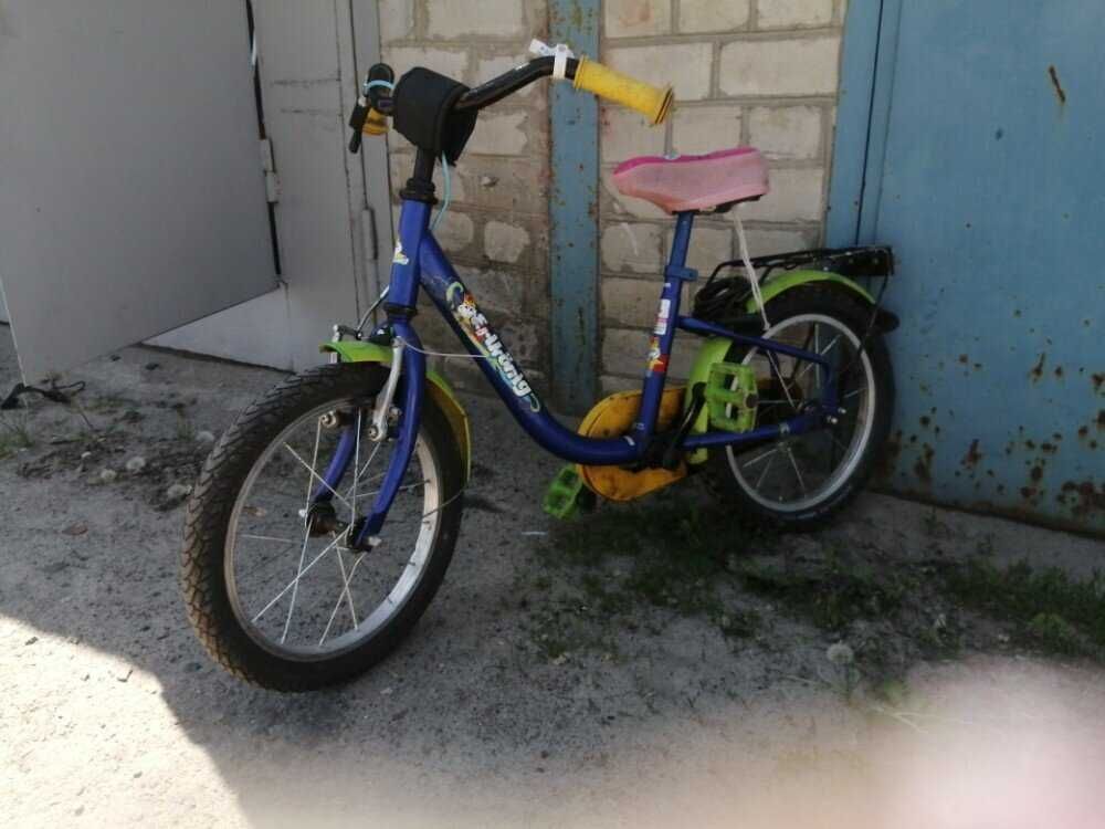 Велосипед детский салатово синий на 5-6 лет