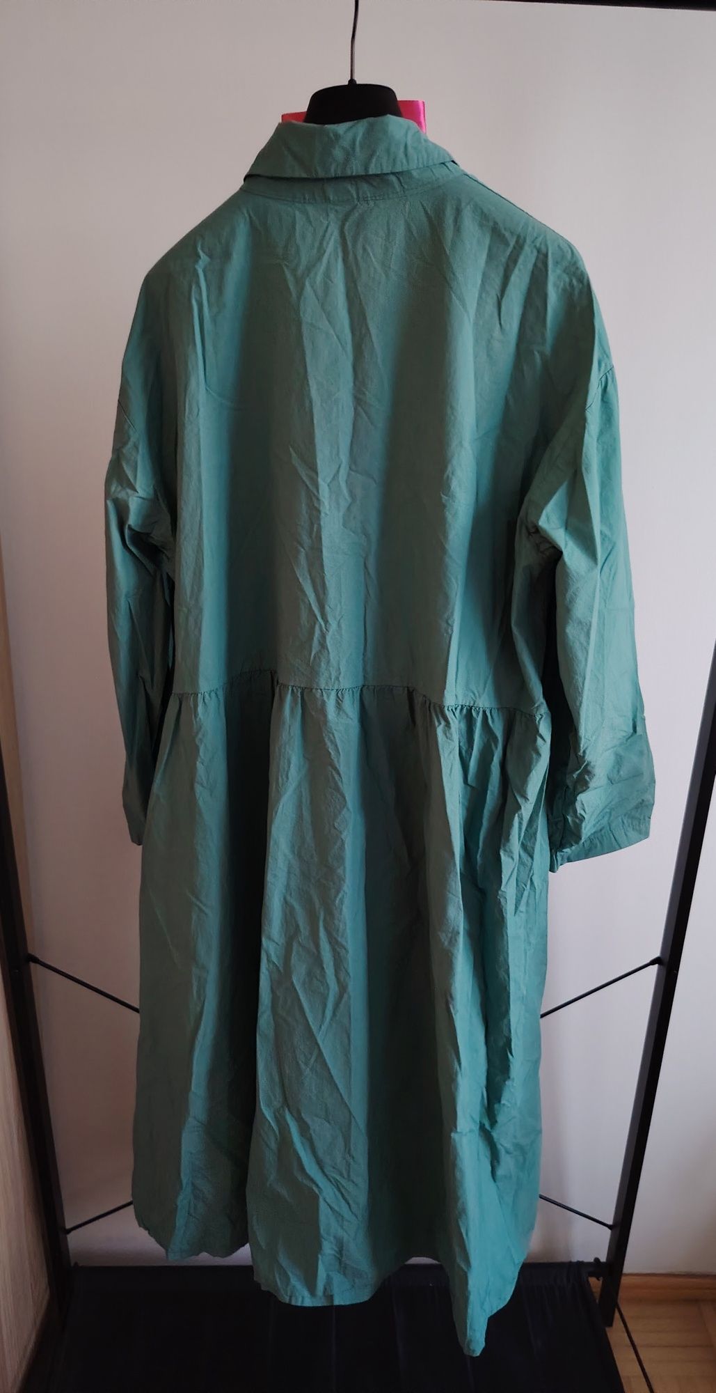 Made in Italy zielona bawełniana sukienka midi oversize uni