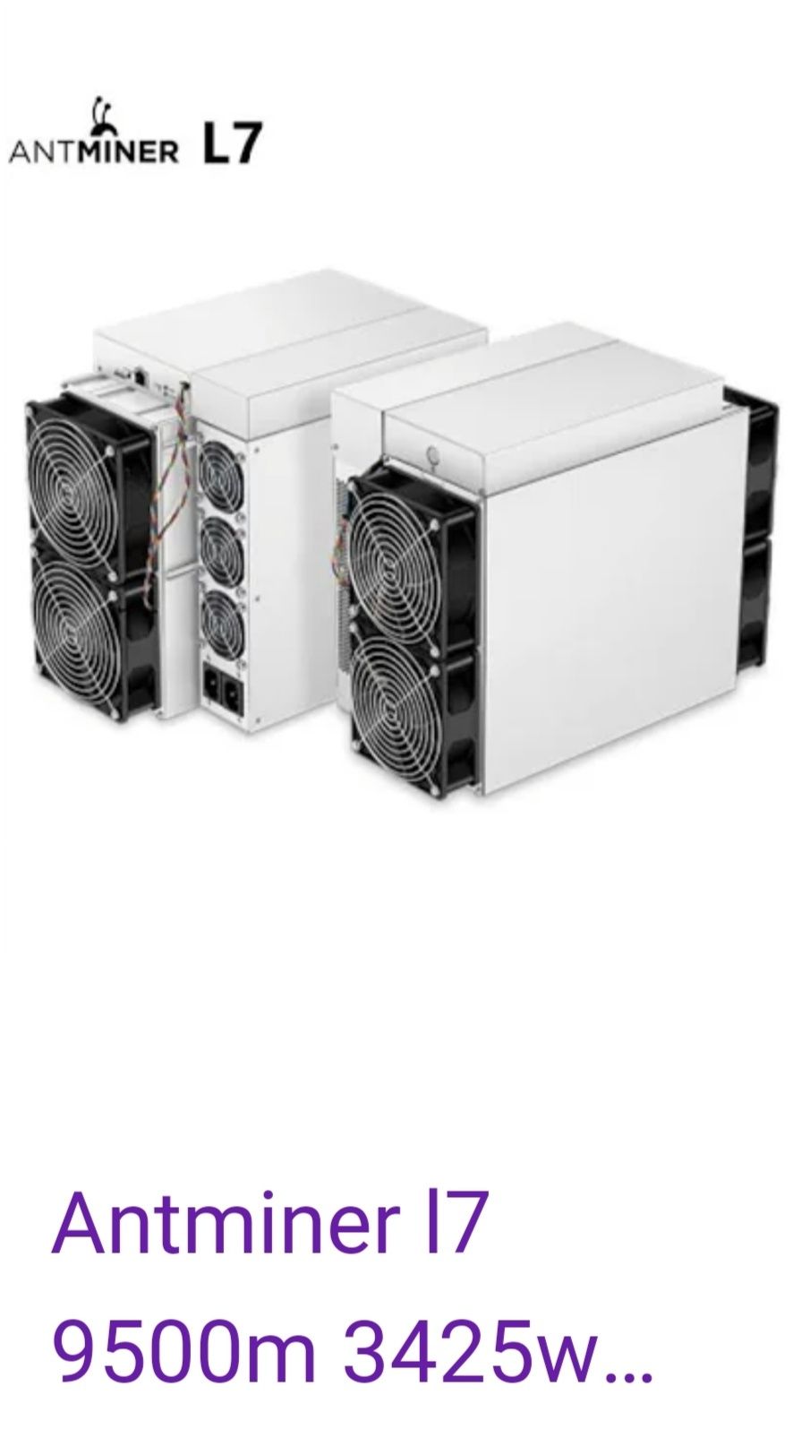 Mineradora Antminer L7 9500 Nova ( Entrega para Junho)