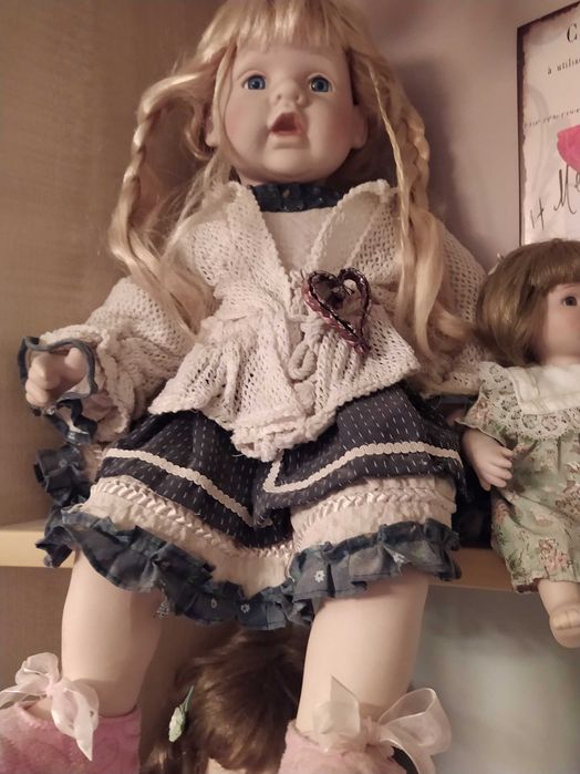 lalka porcelanowa bobas duża siedząca 58 cm