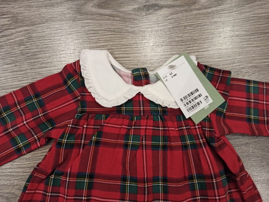 Body sukienka świąteczna H&M 62 krata