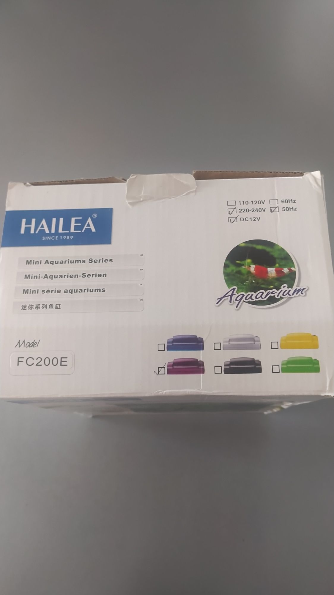 Akwarium akrylowe 4,8l HAILEA FC200 LED fiolet+ filtr HAILEA+ grzałka