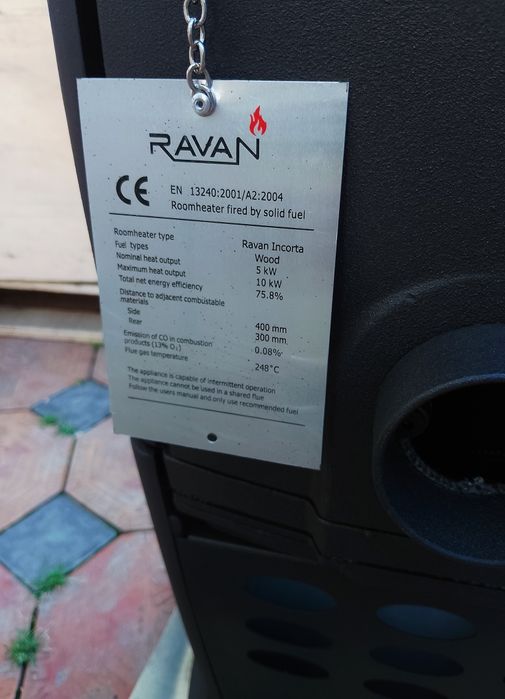 Чавунна піч камін, печь камин ,Ravan Incorta 10kW, камін на дров