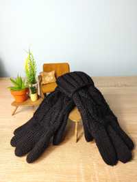 Rękawice rękawiczki Stefanel czarne grube wełniane