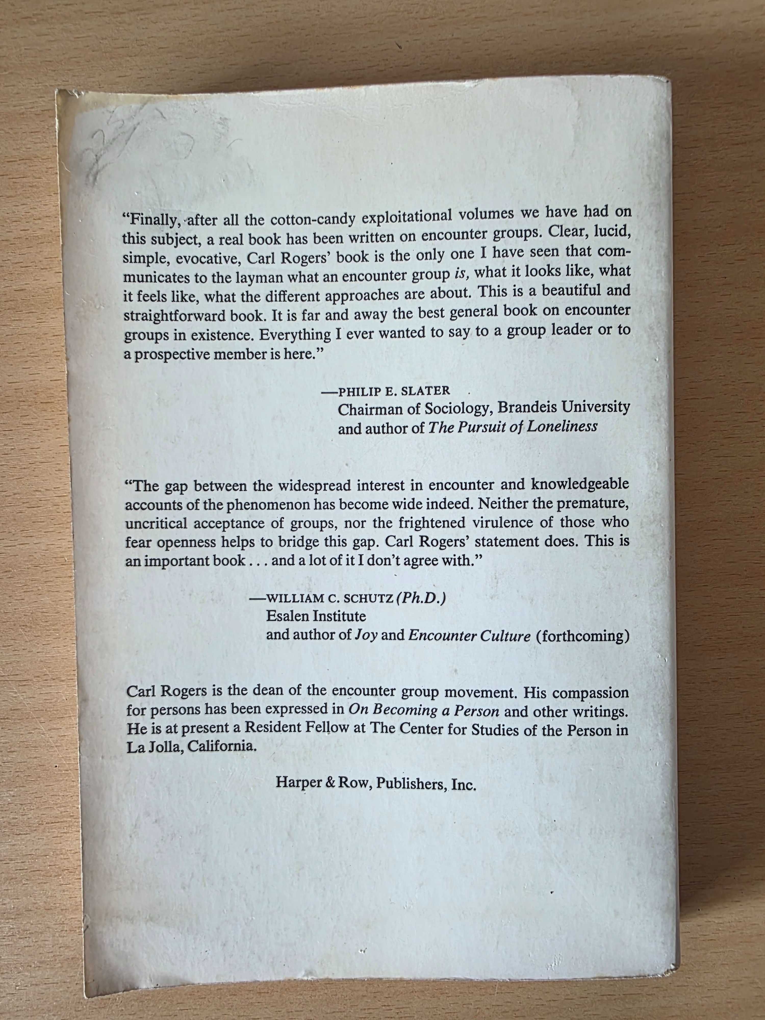 Livro "Carl Rogers on Encounter Groups"