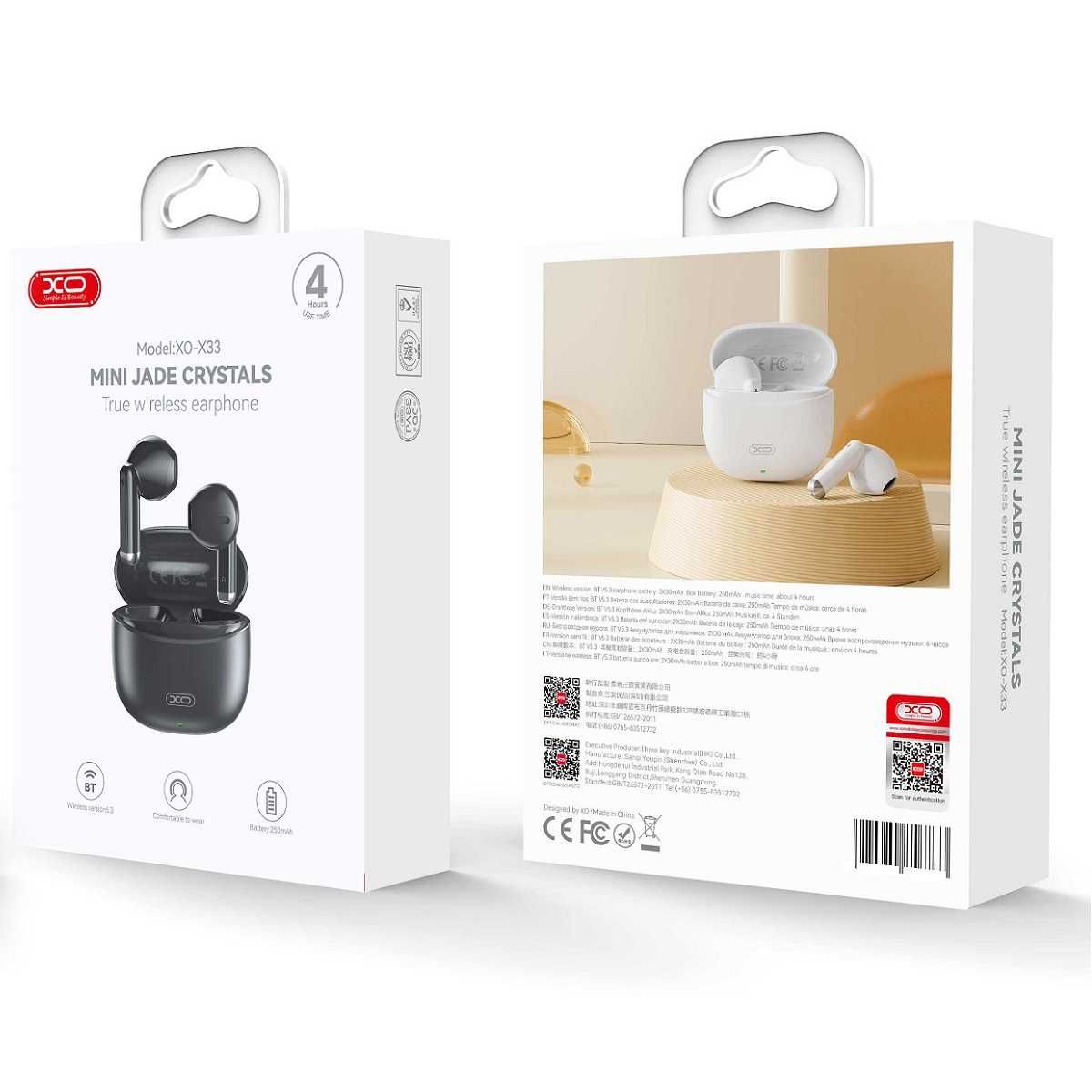 Słuchawki Bluetooth XO X33 TWS Czarne Na Prezent