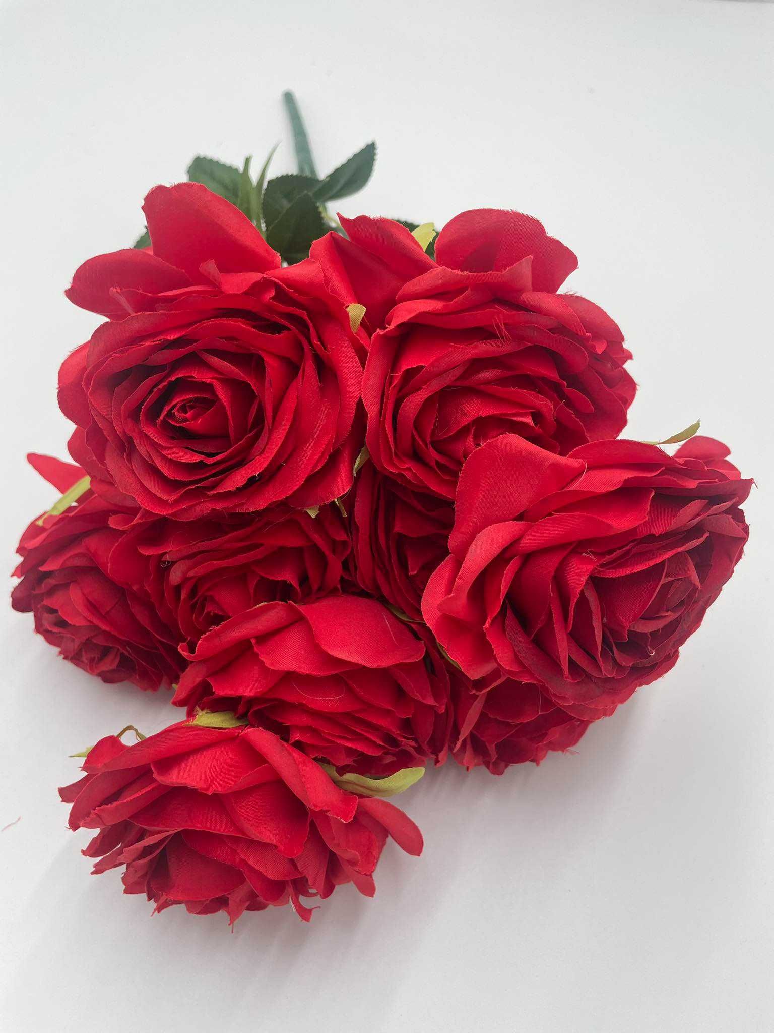 Duży Bukiet Róż 10 Czerwonych Główek Kwiatowych