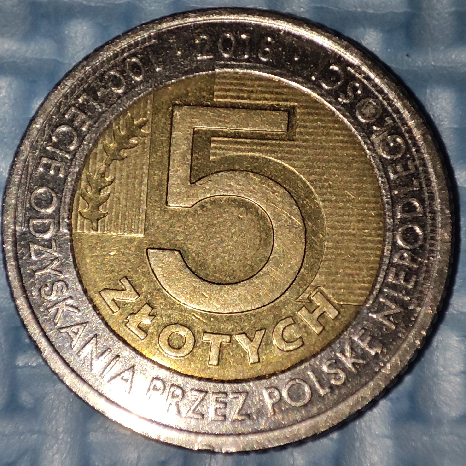 Moneta 5 złotych 2018 w bardzo dobrym stanie