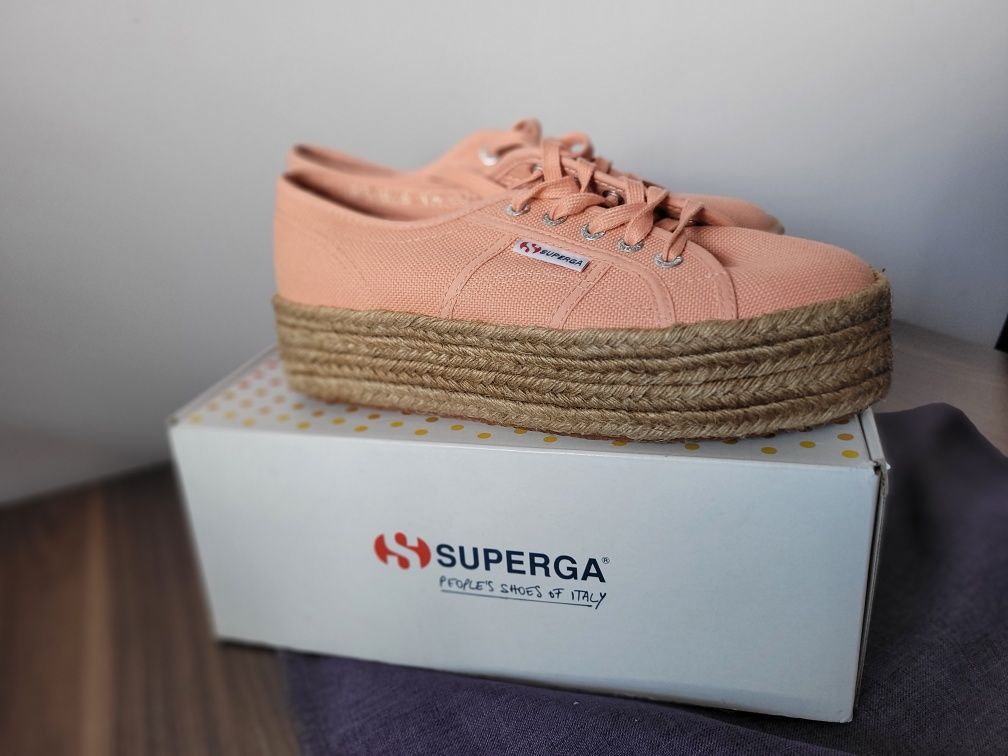 Nowe Espadryle SUPERGA r.38 Peach LT coral tenisówki trampki koturn