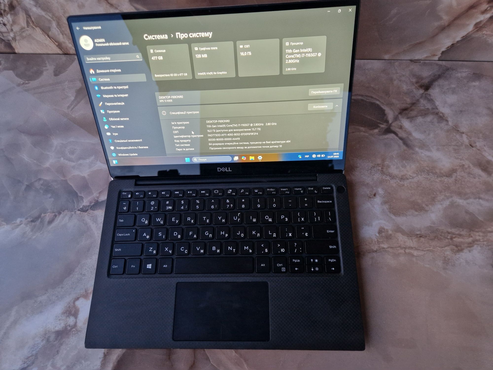 Ноутбук Dell XPS 9305 i7- 1165G7 16GB 512GB 4K
