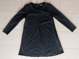 Luźna czarna sukienka gładka z kieszeniami Lental 42 XL