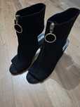 Czarne botki open toe zamek sandaly 38