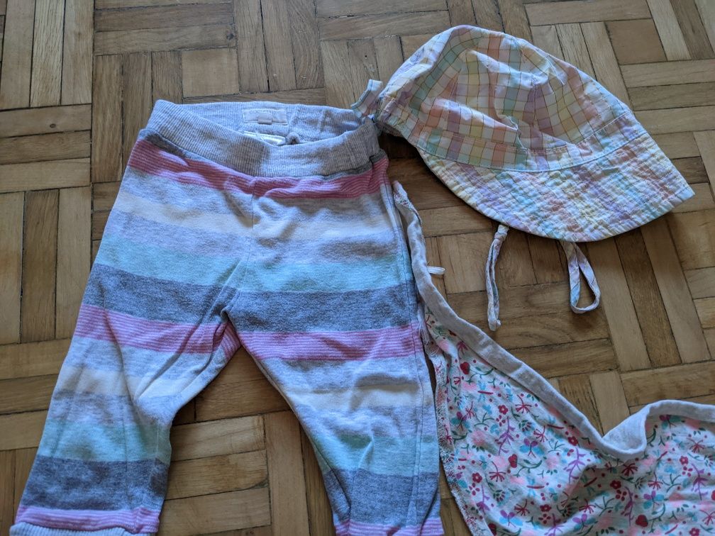 Spodnie dresowe smyk 62, czapeczka h&m i chusta