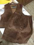 Conjunto senhora saia + colete nobuk castanhos tamanho M vintage