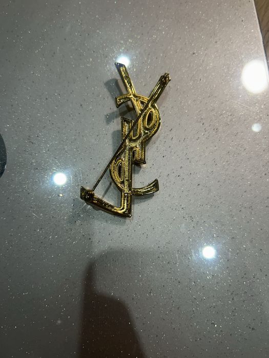 Nowa złota broszka YSL 7 cm