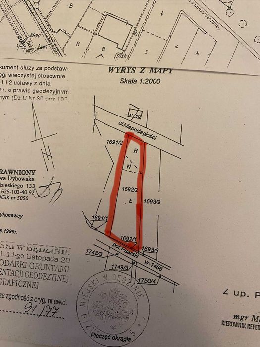 Mam do zaoferowania działkę w Będzinie Łagiszy o powierzchni 2489mkw.