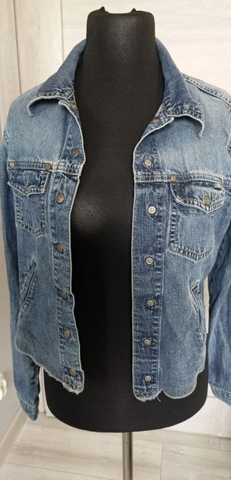Katana kurtka jeansowa z haftem smokiem vintage retro L
