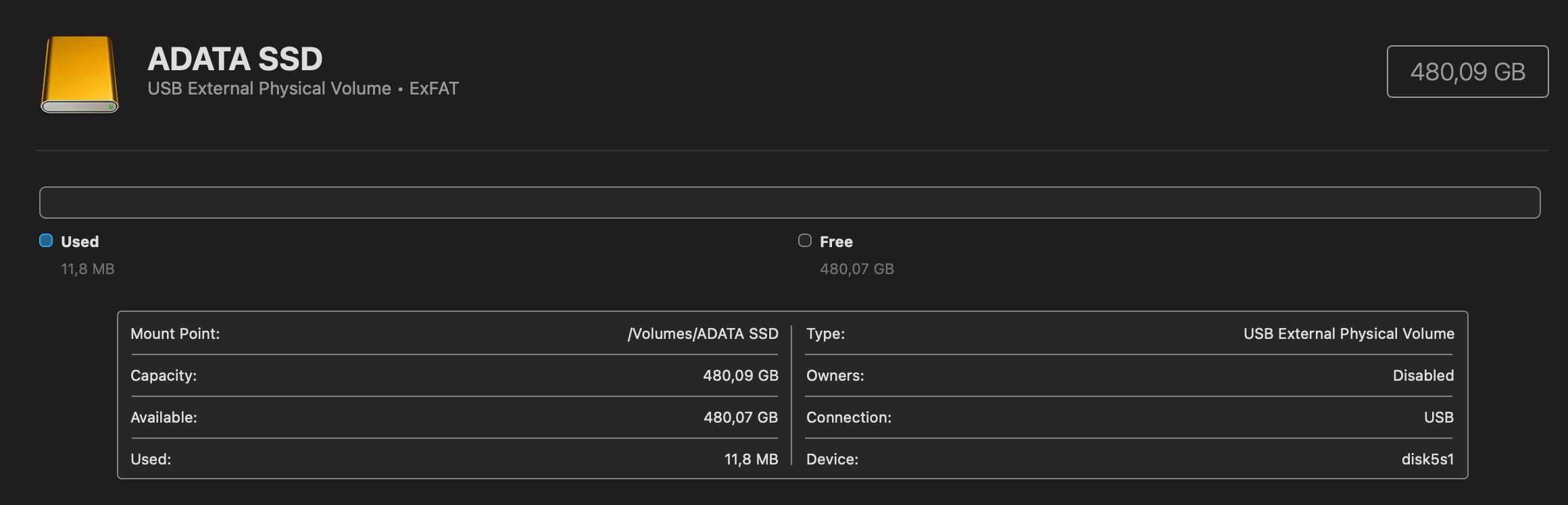 Зовнішній накопичувач Adata ssd 480 gb