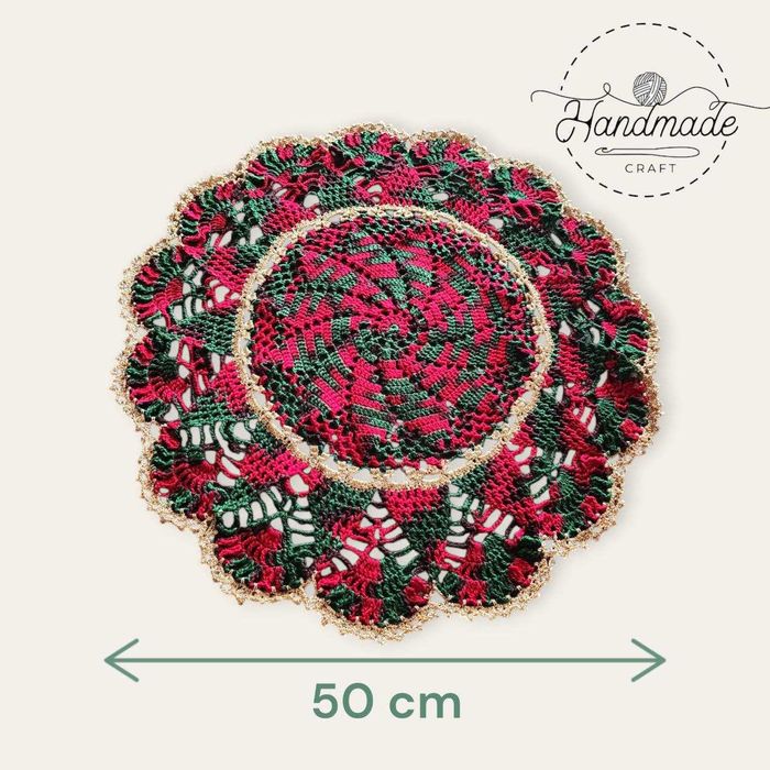 Guardanapo de mesa em croché, toalha 50 cm nas cores do Natal