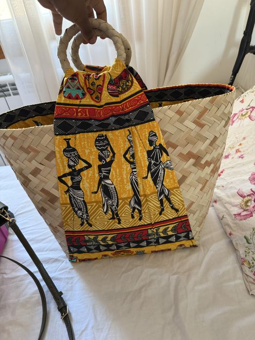 Cesto artistico estampa tecido africano