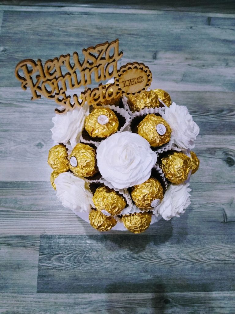Bukiet z Ferrero Rocher Pierwsza Komunia