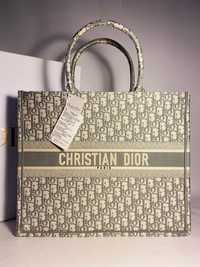 Torebka Christian Dior Tote Book Large 42 cm szary haft Wysyłka 24h